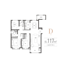 体北鲁能公馆3室2厅1厨2卫建面117.0㎡